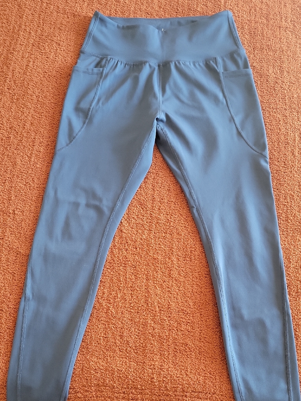 High-Waist Leggings with Side Pockets in Slate Blue